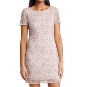 Pisarro Nights Lilac Beaded Shift Cocktail Dress size 10P NWT